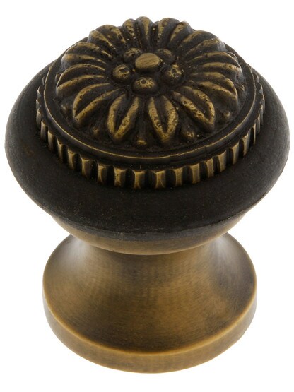 Decorative Floor Mounted Door Stop In Antique Brass